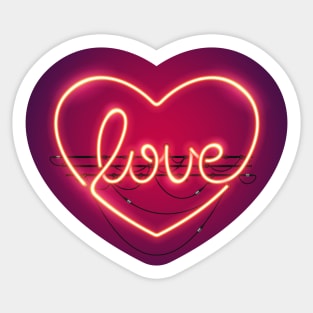 Love Heart Neon Sign Sticker